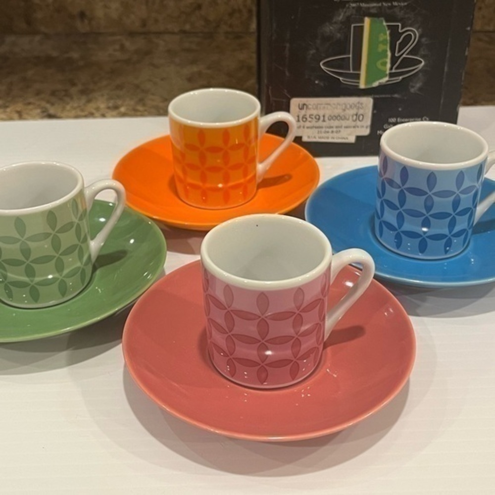 Museo Mundo Espresso Cups Set of 4 2007 Museum of New Mexico Mimi Robinson NIB